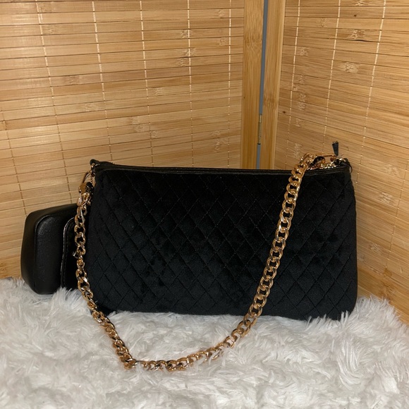 Juicy Couture Tied With A Bow Black Shoulder Bag evening bag gold chain NEW - Picture 5 of 9